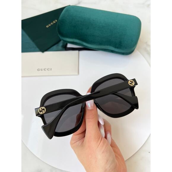 NEW Gucci GG1240S Black Oversized Rounded Sunglasses - Picture 11 of 12